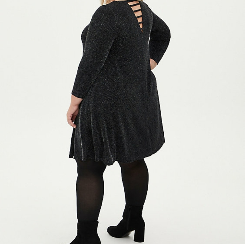 Torrid Black Shimmer Ladder Detail Trapeze Dress